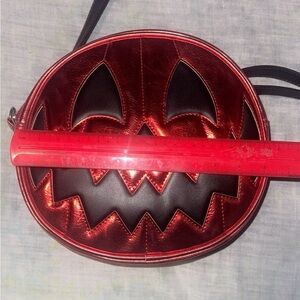 Red and Black Pumpkin Face Crossbody Bag